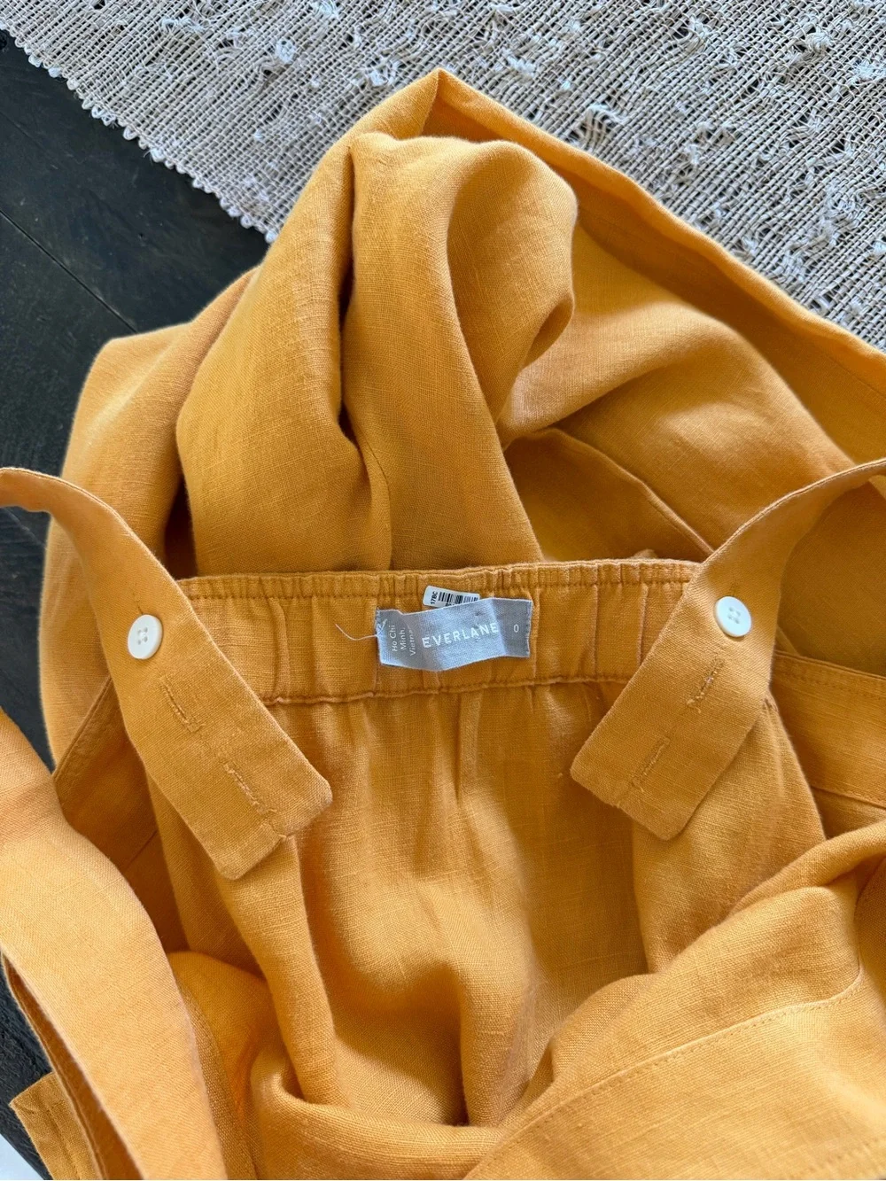 Everlane The Linen Square-Neck Jumpsuit in Marigold Yellow